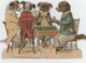 ANNEE 1885 - CHIEN, DOG, ATTITUDE HUMANISES - JOUEURS De CARTES - RARE CARTE CHROMO DECOUPIS SYSTEME (9 X 14 Cm) - Animali