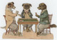 ANNEE 1885 - CHIEN, DOG, ATTITUDE HUMANISES - JOUEURS De CARTES - RARE CARTE CHROMO DECOUPIS SYSTEME (9 X 14 Cm) - Animali