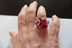 Neuf - Bague D'artisan Créateur Fil Cuivré Rouge Et Perles Rocaille Et Cristaux Rose Rouge Bordeaux Irisé T53-54 - Rings