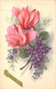 Fantaisie - Fleurs - Illustration - Fleurs Roses Et Violettes - Bonne Fête - Carte Postale Ancienne - Fleurs