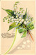 Fantaisie - Fleurs - Illustration - Muguets - Velikkige Verjaardag - Vases Carte Postale Ancienne - Blumen