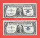 Mega Top-Rarität ! Silver-Certificate-Note: 2x 1 US-Dollar Fortlaufend [1957] > R51096311A - ...13 A < {$053-1SC} - Certificati D'Argento (1928-1957)