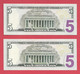 Rarität ! STAR-Note: 2x5 US-Dollar [2017] > PE02331332* - ...33* < 1 Lauf Mit 3.200.000 {$024-005} - Nationale Valuta