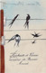 ANIMAUX - Illustration Non Signée - Oiseaux - Hirondelles Sur Un Fil - Carte Postale Ancienne - Vogels