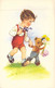 Fantaisie - Illustrateurs  -garçon Court Avec Son Ourson - Cadeau - Illustration Non Signée -  Carte Postale Ancienne - Zonder Classificatie