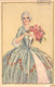 Fantaisies - Femme En Robe Longue - Colorisé - Tampon Spécial  - Carte Postale Ancienne - Vrouwen