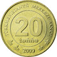 Monnaie, Turkmanistan, 20 Tenge, 2009, SPL, Laiton, KM:99 - Turkmenistan