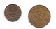 FRANCE  - Lot De 2 Monnaies 1914 - 1 Et 2 Centimes - Dupuis - 1914 - Andere & Zonder Classificatie