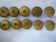 Lot De 10 Boutons Militaires Mat 25mm Bachler Châteaudun - Boutons