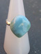 Bague Larimar, Pierre Semi-précieuse, Bijou Artisanal, Superbe Pierre Naturelle, Pierre Bleu Blanc, Anneau Réglable Arge - Bagues