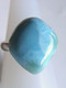 Delcampe - Bague Larimar, Pierre Semi-précieuse, Bijou Artisanal, Superbe Pierre Naturelle, Pierre Bleu Blanc, Anneau Réglable Arge - Anelli