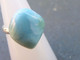 Delcampe - Bague Larimar, Pierre Semi-précieuse, Bijou Artisanal, Superbe Pierre Naturelle, Pierre Bleu Blanc, Anneau Réglable Arge - Anelli