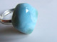 Delcampe - Bague Larimar, Pierre Semi-précieuse, Bijou Artisanal, Superbe Pierre Naturelle, Pierre Bleu Blanc, Anneau Réglable Arge - Anelli