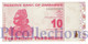 ZIMBABWE 10 DOLLAR 2009 PICK 94 UNC PREFIX "AA" - Zimbabwe
