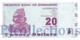 ZIMBABWE 20 DOLLAR 2009 PICK 95 UNC PREFIX "AA" - Zimbabwe