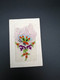 Carte Brodée - Fleur - Papillon - Pochett - Mouchoir Brodé - Carte Postale Ancienne - Embroidered