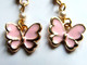 Delcampe - Boucles D'oreilles Enfant, Papillon Rose, Papillons émaillés, Bijoux Fait-main, Cadeau Original Jeune Fille, Boucles D'o - Colliers/Chaînes