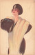 Illustrateur - Femme Posant En Manteau Et écharpe - Beret - Uff. Stampa Milano - Carte Postale Ancienne - Ohne Zuordnung