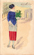 Illustrateur - Femme Habillée Aux Couleurs De La France - Arc De Triomphe Et Avion En Fond  - Carte Postale Ancienne - Unclassified