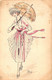 Illustrateur - Miki - Colorisé - Femme Femme En Robe Avec Ombrelle - Carte Postale Ancienne - Other & Unclassified