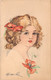 Illustrateur - Portrait De Jeune Fille - Coquelicot - Colorisé -  - Carte Postale Ancienne - Usabal
