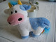 Peluche Doudou Vache PAQUITA Bleue Et Blanc Fizzy Distribution - Peluche