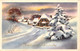 Fantaisie - Village Enneigé - Arbre - Bonne Année - Carte Postale Ancienne - Femmes