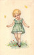 ENFANTS - Fillette En Robe Verte - Blonde - Papillon - Illustration Non Signée - Carte Postale Ancienne - Taferelen En Landschappen