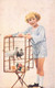 FANTAISIES - Illustration Non Signée D'une Adolescente Et Sa Cage à Pigeons - Chocolat L'AIGLON - Carte Postale Ancienne - Oiseaux