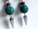 Boucle D'oreille Homme, Boucle D'oreille Pendante Mono Pique, Pointe Cône, Spike, Rocker Pirate, Lave Verte, Bijou Pirat - Earrings