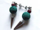 Boucle D'oreille Homme, Boucle D'oreille Pendante Mono Pique, Pointe Cône, Spike, Rocker Pirate, Lave Verte, Bijou Pirat - Earrings