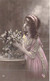 Photographie - Femme - Portrait - Robe - Fleurs - Carte Postale Ancienne - Fotografie