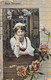 Photographie - Femme - Doux Souvenir - Fleurs - Chapeau Atypique - Carte Postale Ancienne - Fotografie
