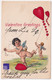 Valentine Greetings 1909 Jolie CPA Gaufrée USA Cupidon Ange Amour Cerf-volant Kite Love Cherub Angel Postcard A88-74 - Valentijnsdag