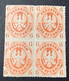 Preussen Mi 15a ** Postfrisch & * Tadelloser 4er-Block 1861 6 Pf Orange  (Prussia  XF MNH+MH OG Bloc Of Four - Nuevos