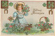 ENFANTS - Illustration Non Signée - Enfant En Robe Bleue - Fleurs Et Trèfles - Carte Postale Ancienne - Szenen & Landschaften