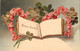 FLEURS - Illustration Non Signée - Roses Et Trèfle - Livre Ouvert - Carte Postale Ancienne - Flores