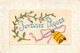 PAQUES - Carte Brodée Joyeuses Paques - Cloche - Fleurs - Carte Postale Ancienne - Pâques