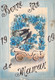 FETES DES MERES - Automobile - Oiseaux - Fleurs - Carte Brodée - Bonne Fête Maman - 1909  - Carte Postale Ancienne - Festa Della Mamma