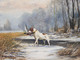 -TABLEAU HSP PAYSAGE SCENE DE CHASSE AU CANARD Signé F BLANCHON E - Huiles