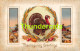 CPA EN RELIEF GAUFREE DINDE EMBOSSED CARD THANKSGIVING GREETINGS TURKEY ( PLIS - CREASES ) - Thanksgiving