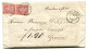 RC 24733 SUISSE 1871 LETTRE PAIRE DE 10c DE BALLAIGUES POUR GENEVE AVEC CORRESPONDANCE - Storia Postale