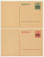 Belgium, German Occupation WWI Era 2 Mint Overprinted 5pf. & 10pf. Germania Postal Cards - Deutsche Besatzung