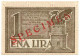 1 LIRA SPECIMEN OCCUPAZIONE TEDESCA DELLA PROVINCIA DI LUBJANA 28/11/1944 QFDS - 2. WK - Alliierte Besatzung