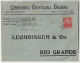 Brazil 1917 Brahma Brewery Co. Cover Reply To Luchsinger & Co In Rio Grande Vandenkolk Stamp 100 Réis By Steamer Itapuhy - Lettres & Documents