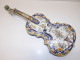 -GEO MARTEL GRAND VIOLON EN FAIENCE POLYCHROME DECOR ROUENNAIS XXe - Desvres (FRA)