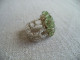 Bague Artisanale Perles Fleurs Vertes Anneau Perles Blanches. Beau Travail. - Ring