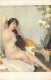 Illustration - Femme Dénudé Assis Sur Un Lit - Cheveux Long - Carte Postale Ancienne - Non Classés