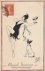 FEMME DANSEUSE AVEC TAMBOURIN A CLOCHETTES + CHIEN SIGNEE R LECANU 1915 ECRIT EN STENO BAYEUX - Autres & Non Classés