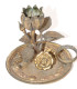 Delcampe - -ANCIEN PETIT BOUGEOIR A MAIN FLEUR BRONZE COLLECTION DECO BOUGIE   E - Kronleuchter, Kandelaber & Kerzenhalter